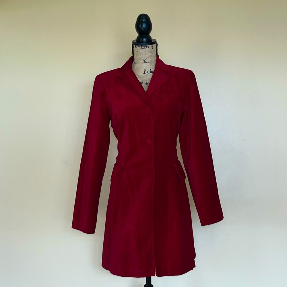 Vintage XOXO Red Velvet Mid Length Coat